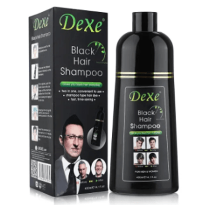 Dexe Black Hair Shampoo 400 ML – Natural Herbal Formula – Long-Lasting Fast Acting Dye – Easy & Safe to Use