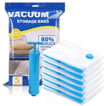 Pack Of 5 Vacuum Storage Bags For Clothes With Travel Hand Pump Space Saver Ziplock Organizer Bags